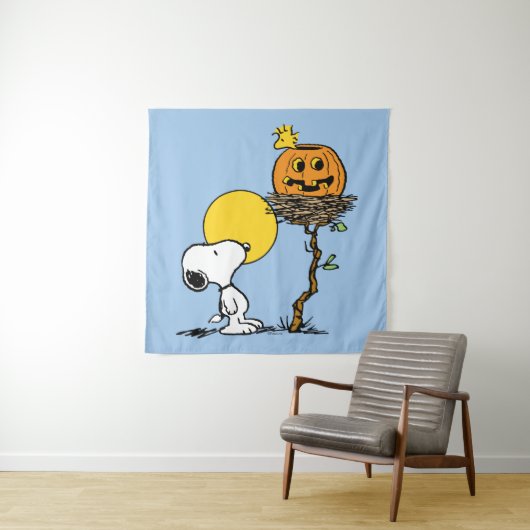 Tenture Snoopy & Bois Nid Avec Jack O'Lantern (En situation)