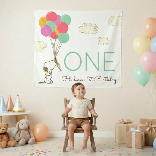 Tenture Snoopy et Ballons 1er Anniversaire