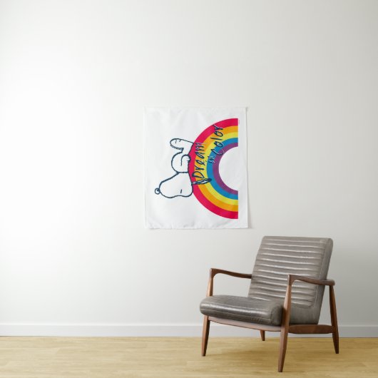 Tenture Snoopy | Rêver en couleur arc-en-ciel (En situation)