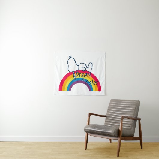 Tenture Snoopy | Rêver en couleur arc-en-ciel (En situation (horizontale))