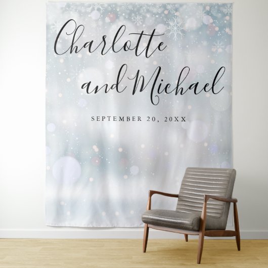 Tenture Snowflakes Mariage Photo Booth Backdrop (En situation)