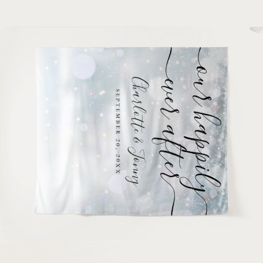 Tenture Snowflakes Script Mariage Photo Booth Prop (Devant (Horizontal))