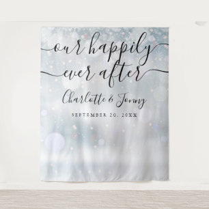 Tenture Snowflakes Script Mariage Photo Booth Prop