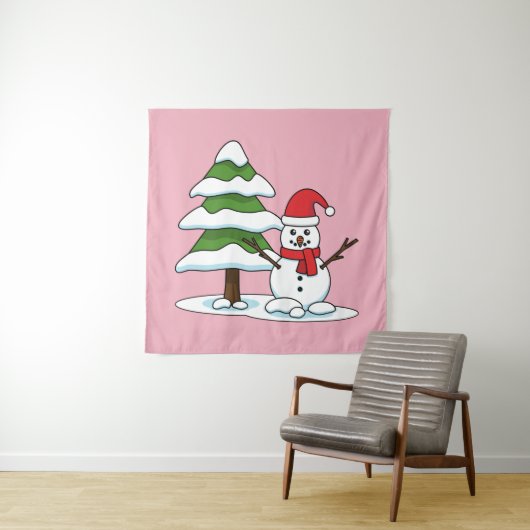 Tenture Snowman avec Snowman Pine Tree (En situation)