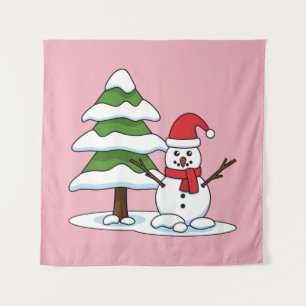 Tenture Snowman avec Snowman Pine Tree