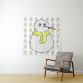 Tenture Snowman portant une écharpe jaune (En situation)