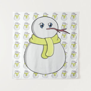 Tenture Snowman portant une écharpe jaune