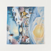 Tenture Snowy Winter Village by Golden Sun (Devant (Horizontal))