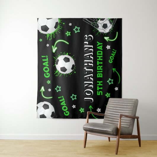 Tenture Soccer Ball Birthday Backdrop (En situation)