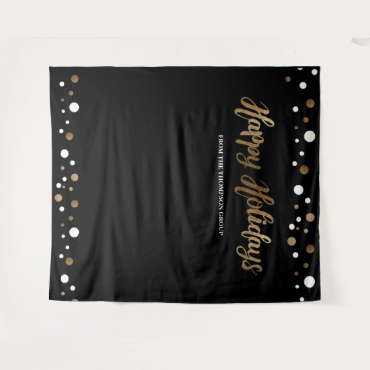 Tenture Société Joyeuses Fêtes de Noël Toile de fond en or (Devant (Horizontal))