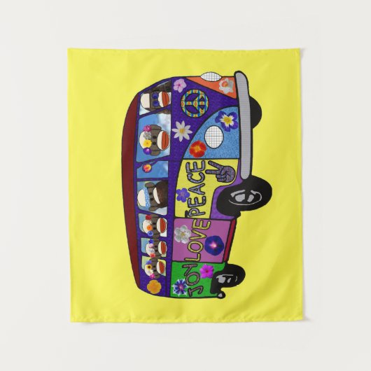 Tenture Sock Monkey Peace Bus  (Devant)