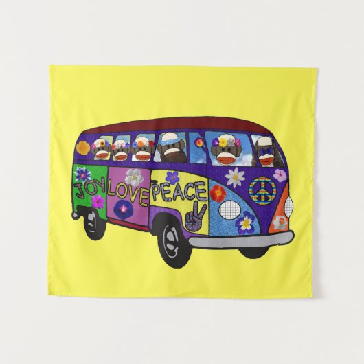 Tenture Sock Monkey Peace Bus  (Devant (Horizontal))