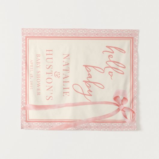 Tenture Soft Girl Floral Romantique Blush Bow Coquette (Devant (Horizontal))