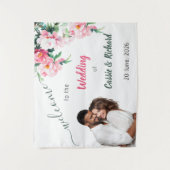 Tenture Soft Pink Peony & Eucalyptus Floral Wedding Banner (Devant)