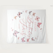 Tenture Soft rose papillon fête d'anniversaire (Devant (Horizontal))