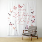 Tenture Soft rose papillon fête d'anniversaire (En situation)