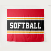 Tenture SOFTBALL Rouge vif rayures de course noires orange (Devant (Horizontal))