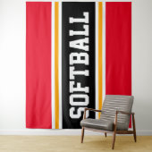 Tenture SOFTBALL Rouge vif rayures de course noires orange (En situation)