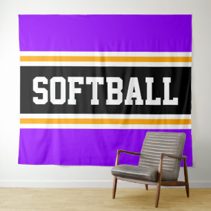 Tenture SOFTBALL Violet foncé orange noir rayures de cours