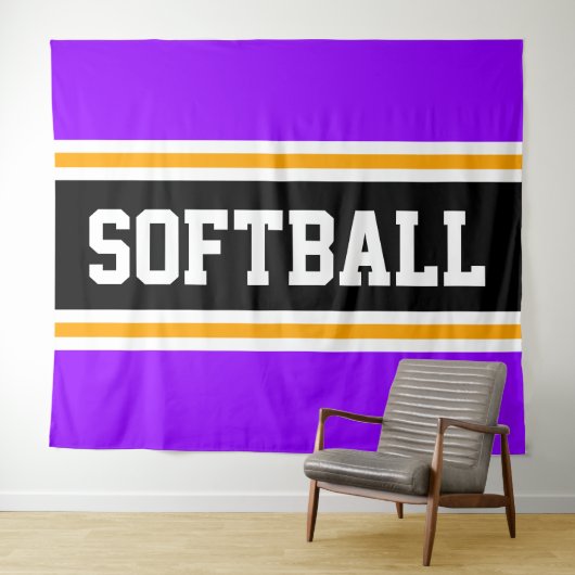 Tenture SOFTBALL Violet foncé orange noir rayures de cours (En situation (horizontale))