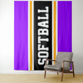 Tenture SOFTBALL Violet foncé orange noir rayures de cours (En situation)