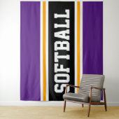 Tenture SOFTBALL violet noir blanc jaune rayures de course (En situation)