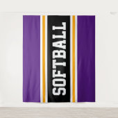 Tenture SOFTBALL violet noir blanc jaune rayures de course (Devant)