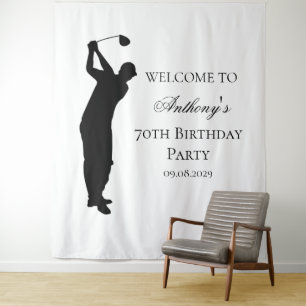 Tenture Soirée d'anniversaire 70th Elegant Golfer Bienvenu