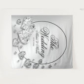 Tenture Soirée de mariage Coeurs d'argent Grey Élégant (Devant (Horizontal))