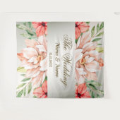 Tenture Soirée de mariage Pêcher Orange Fleurs Feuille Rus (Devant (Horizontal))