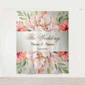 Tenture Soirée de mariage Pêcher Orange Fleurs Feuille Rus (Devant)