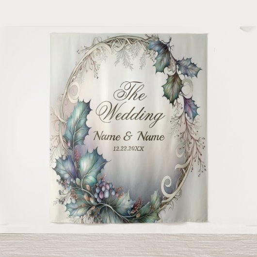 Tenture Soirée de mariage Vert pourpre Feuille rustique Él (Devant)