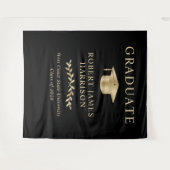 Tenture Soirée élégante Black Gold Graduation Party Welcom (Devant (Horizontal))