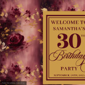 Tenture Soirée élégante Blush Burgundy Gold 30th Birthday