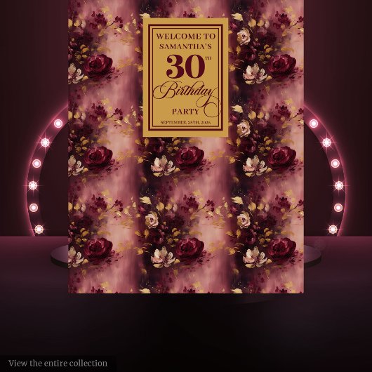 Tenture Soirée élégante Blush Burgundy Gold 30th Birthday