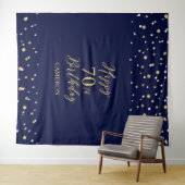 Tenture Soixante-dix Gold & Navy 70e anniversaire de fête  (En situation (horizontale))