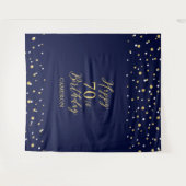 Tenture Soixante-dix Gold & Navy 70e anniversaire de fête  (Devant (Horizontal))