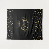 Tenture Soixante | Gold & Black 60th Birthday Party Backdr (Devant (Horizontal))