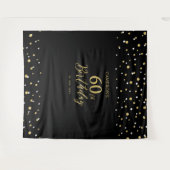 Tenture Soixante | Gold & Black 60th Birthday Party Backdr (Devant (Horizontal))