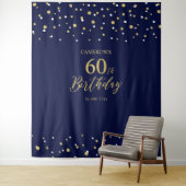 Tenture Soixante | Gold & Navy 60th Birthday Party Context (En situation)