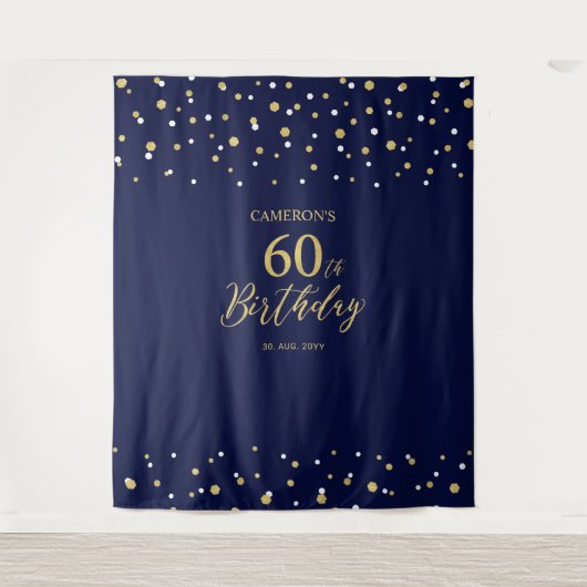 Tenture Soixante | Gold & Navy 60th Birthday Party Context (Devant)