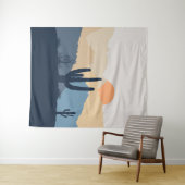Tenture Soleil désert bleu et beige (En situation (horizontale))