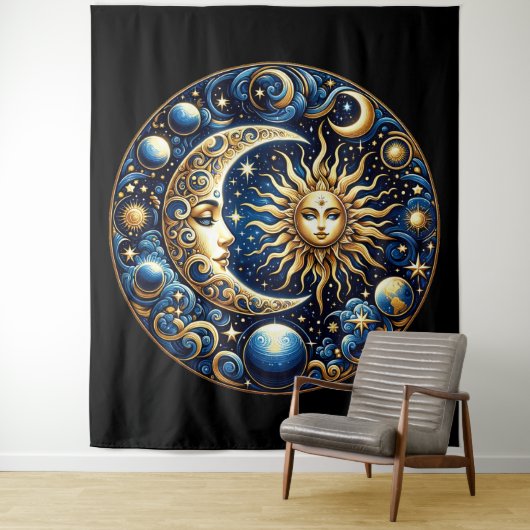 Tenture Soleil et Lune célestes (En situation)