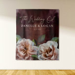 Tenture Sombre   Moody Rustic Floral Mariage Arrière-plan<br><div class="desc">De belles fleurs peintes sur un arrière - plan foncé peint, associées à une typographie élégante, donnent à cette toile de fond mariage un style foncé, maussade et romantique. Modifiez simplement le modèle avec vos informations et choisissez n'importe quelle option. Des articles mariages de coordination sont disponibles dans notre magasin...</div>