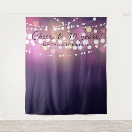 Tenture Son Anniversaire Photo Contexte String Lights Purp (Devant)