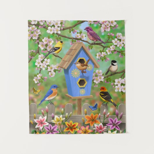 Tenture Songbirds Lily Garden Birdhouse (Devant)