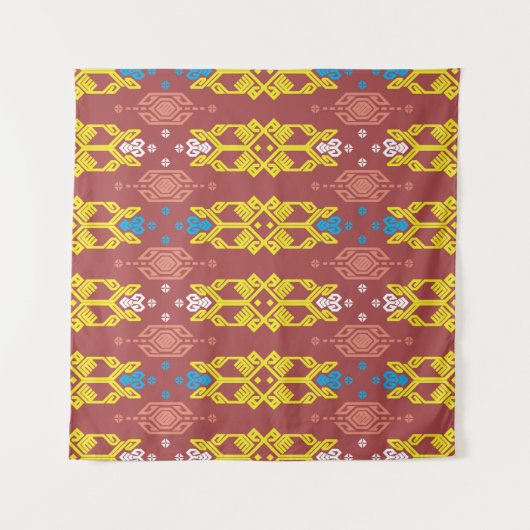 Tenture Songket Tenun Geometrik Motif sans couture avec Cr (Devant (Horizontal))