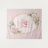 Tenture Sophisticated Blush Floral 50th Birthday Backdrop (Devant (Horizontal))
