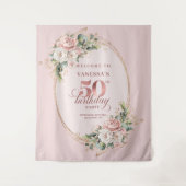 Tenture Sophisticated Blush Floral 50th Birthday Backdrop (Devant)