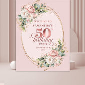 Tenture Sophisticated Blush Floral 50th Birthday Backdrop